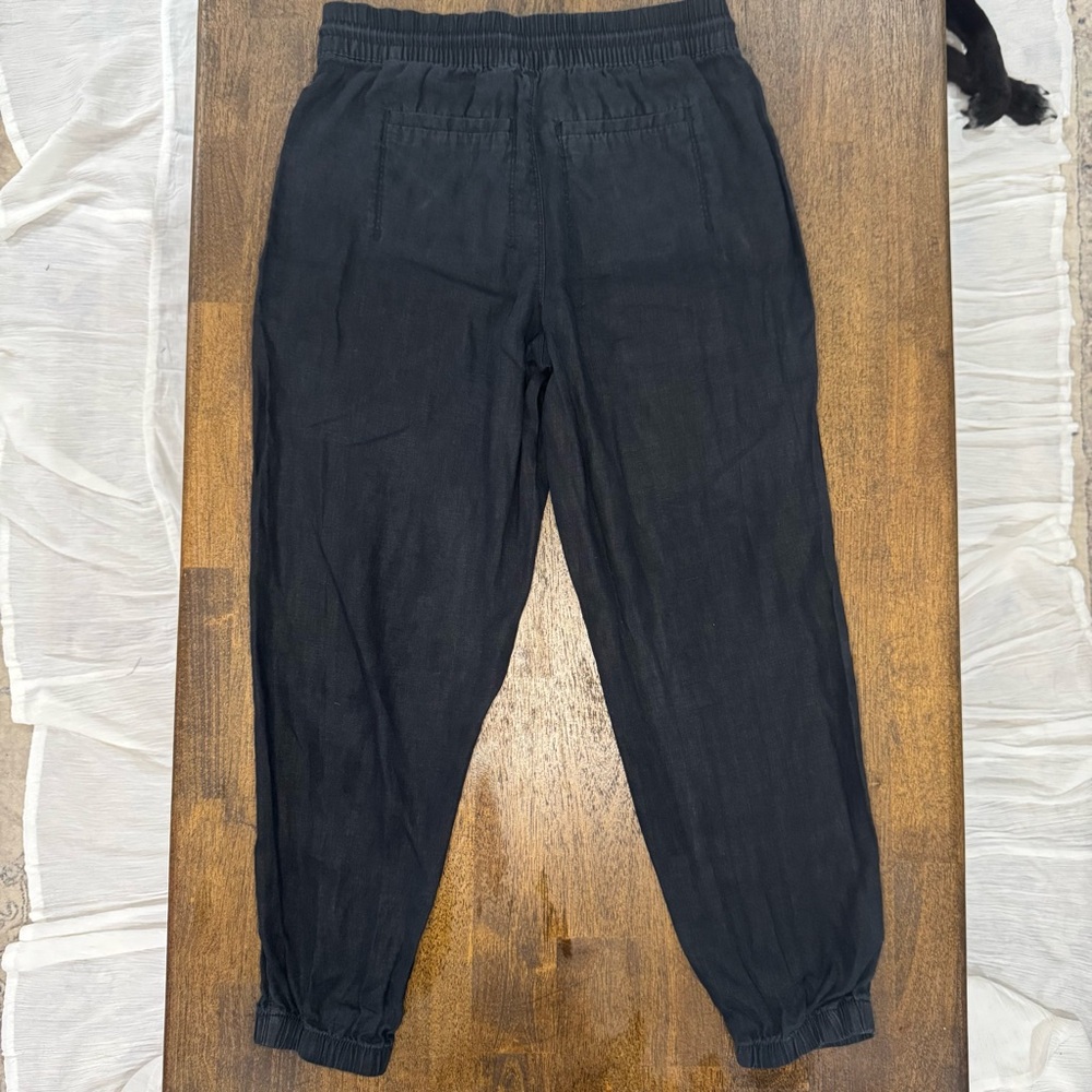 Athleta Black Linen Jogger Pants Elastic Waist Drawstring Size XS - Picture 7 of 8